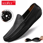 Мужская повседневная обувь из натуральной кожи, 2020 г., итальянские мужские мокасины, дышащие слипоны, черные туфли для вождения