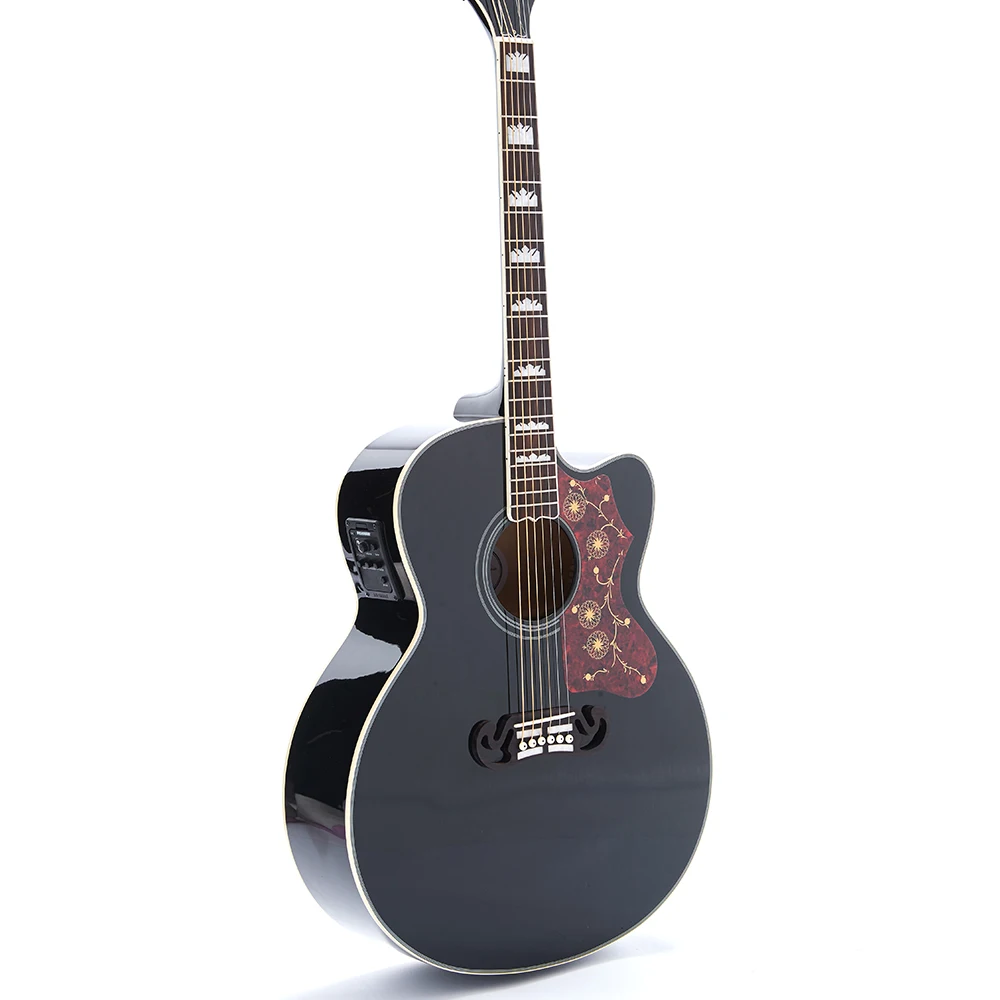 43in Jumbo J200C электрическая акустическая гитара Fishman EQ Top Grover тюнер черный цвет |