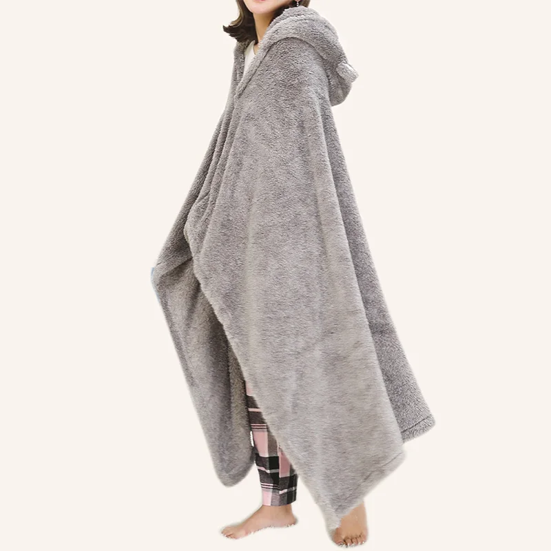 Женские теплые одеяла коралловые бархатные шали с капюшоном ленивый