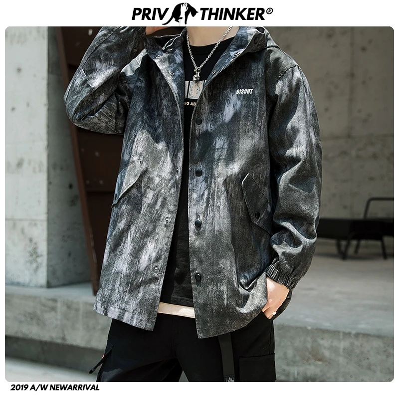 Privathinker 2020 мужской осенний Новый Тренч с вышитым галстуком и капюшоном свободный