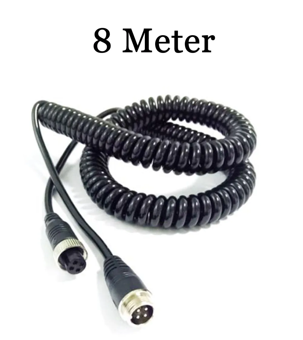 4-контактный удлинитель камеры заднего вида для автомобиля, грузовика, автобуса, видеокамеры, пружинный кабель 5/6/8/10 м для универсального авиационного кабеля