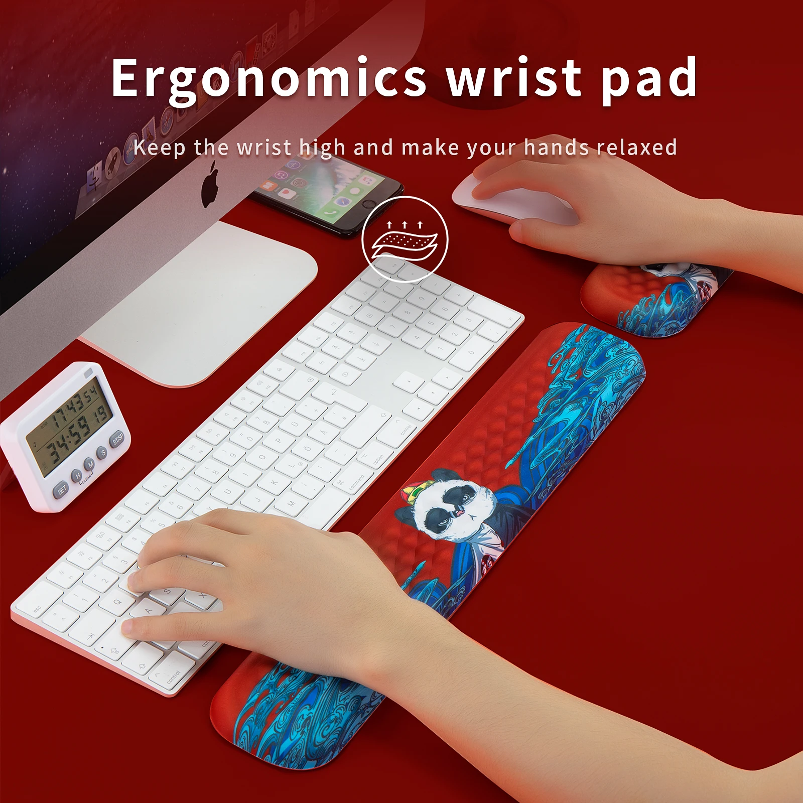 

Keyboard Wrist Rest Pad Padded Memory Foam Hand Rest with Panda Pattern Support for Office,computer,Laptop, Comfortable Typing