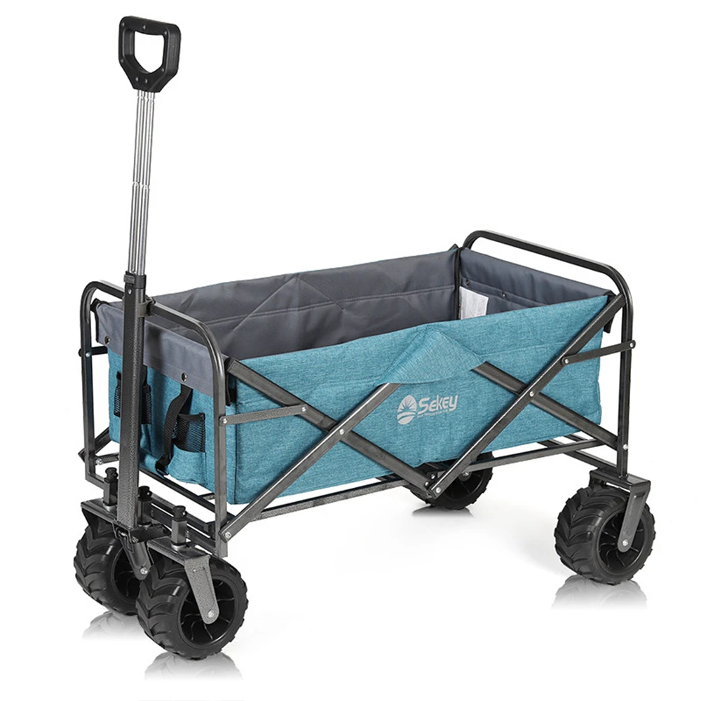 

Складная пляжная тележка LISM с тормозами, складная УНИВЕРСАЛЬНАЯ ТЕЛЕЖКА для кемпинга, продуктов, прочная портативная полотняная ткань