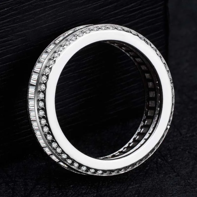 Бренд серебро 925 пробы полный круг три ряда кольцо с бриллиантом настоящий