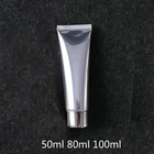 Алюминиевая пластиковая Серебристая мягкая бутылка для крема для ухода за кожей, 50 мл, 80 мл, 100 мл, Мерцающая трубка, контейнер для упаковки, бесплатная доставка