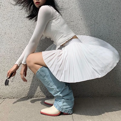 

New Western Cowboy Boots Pointed Toe Thick-heel Retro Knee-High Denim Boots Fashionable Genuine Leather Knight Boots