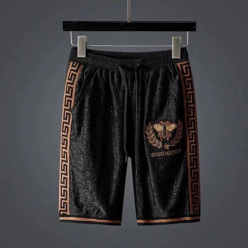 

2021 new spring, summer and autumn men's casual sports suit trousers short sleeve embroidered two-piece suit