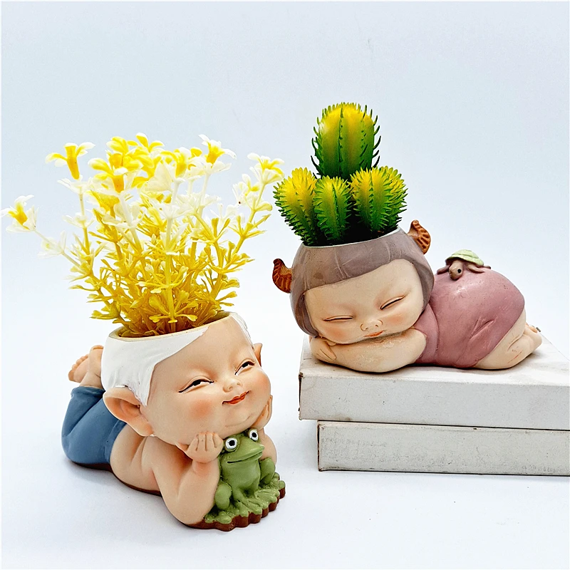 

Silicone mold little boy flower pot gypsum resin candle concrete crystal epoxy mold DIY handmade