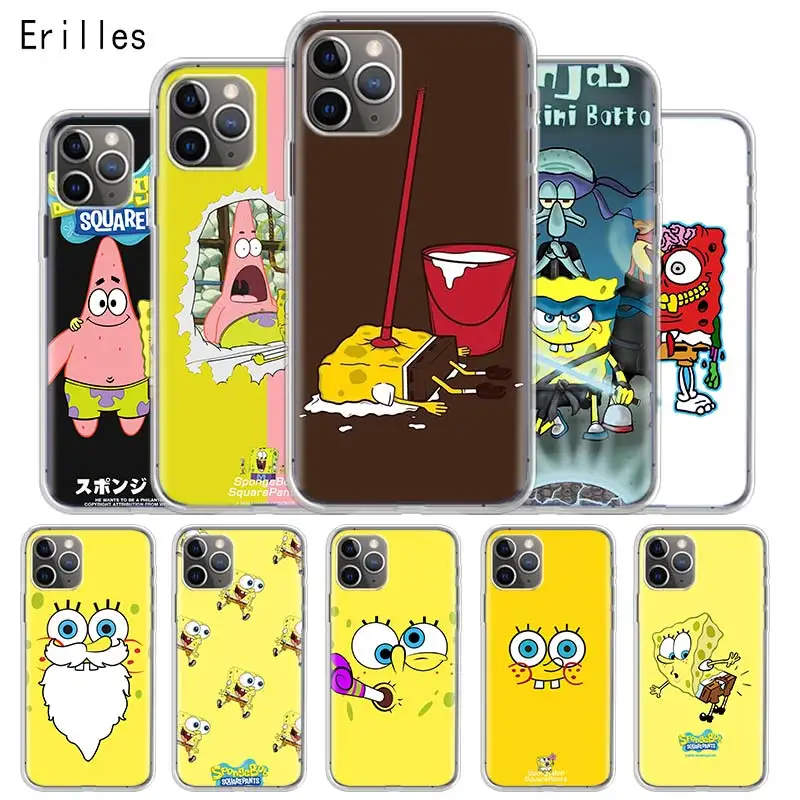 Чехол для телефона с рисунком губки боба iphone SE 5 5S 6G 6Plus 7 8 8Plus 11 Pro X XS XR MAX Мягкий