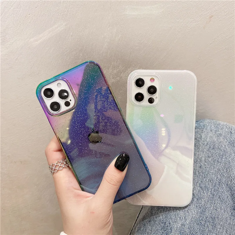 

Liquid Bling Rainbow Case For iphone 12 pro max Cover Light Clear Silicone TPU For iphone 12 7 8 plus x xr xs max mini se2020