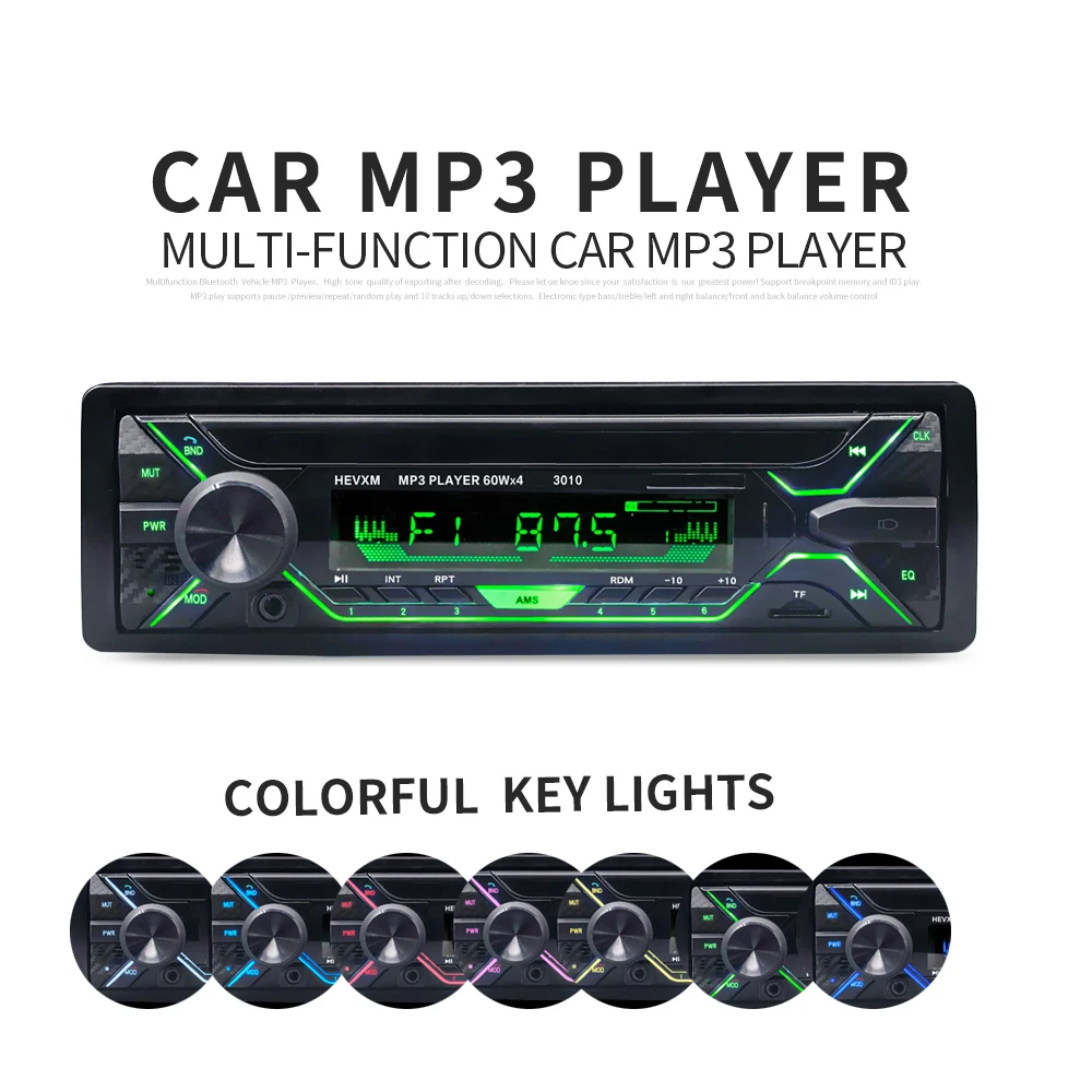 Автомобиль Радио стерео проигрыватель Bluetooth телефона AUX IN MP3 FM/USB/1 Din/дистанционный