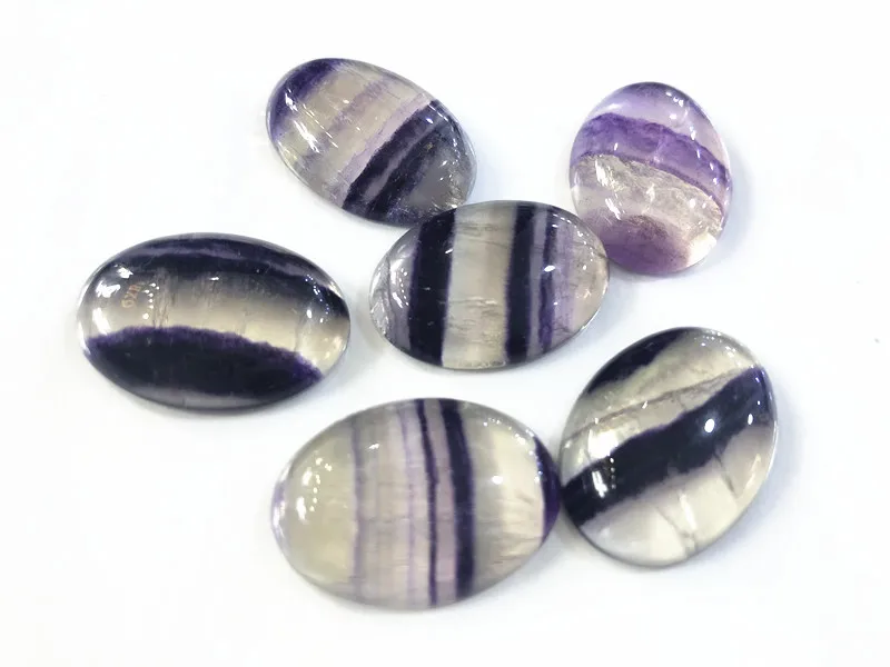

Wholesale 4pcs/lot Purple Fluorite Bead cabochon 18x25mm Oval Gem stone Cabochon Ring Face Loose Gemstone cabochon for pendant
