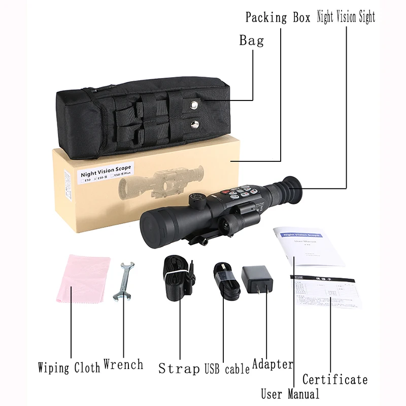 HD Infrared Digital Night Vision Sight Zoom Monoculars Night Ranging Riflescope Aiming Device for Hunting Scope Video Recording