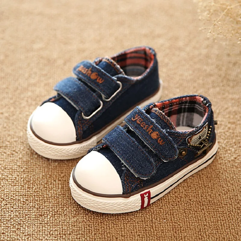 Джинсовые кроссовки для мальчиков и девочек детская обувь из денима бега - Фото №1