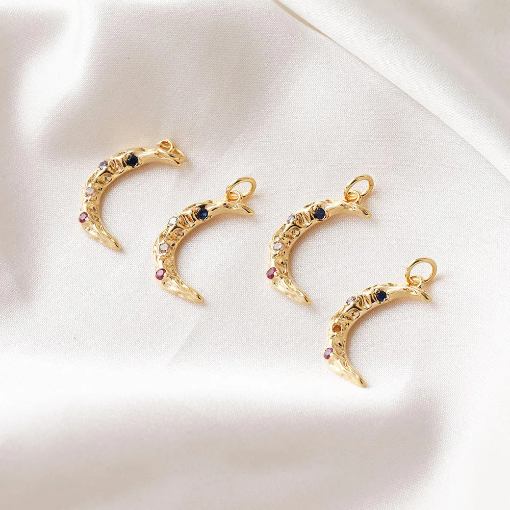

Комплект из 2 предметов, из 14-каратного золота ожерелье в форме луны Кулон Diy Серьги Подвески расходных материалов для изготовления ювелирных изделий ручной работы аксессуары