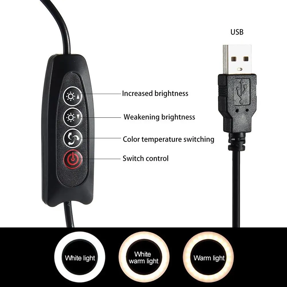 Селфи кольцевой светильник светодиодный круглый заполняющий USB Настольный с