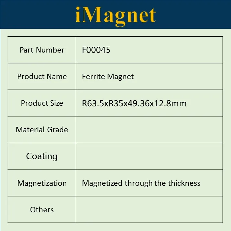 F00045 2 шт./лот ферритовый магнит R63.5 * R35 49 36*12 8 мм нестандартный Магнитный из