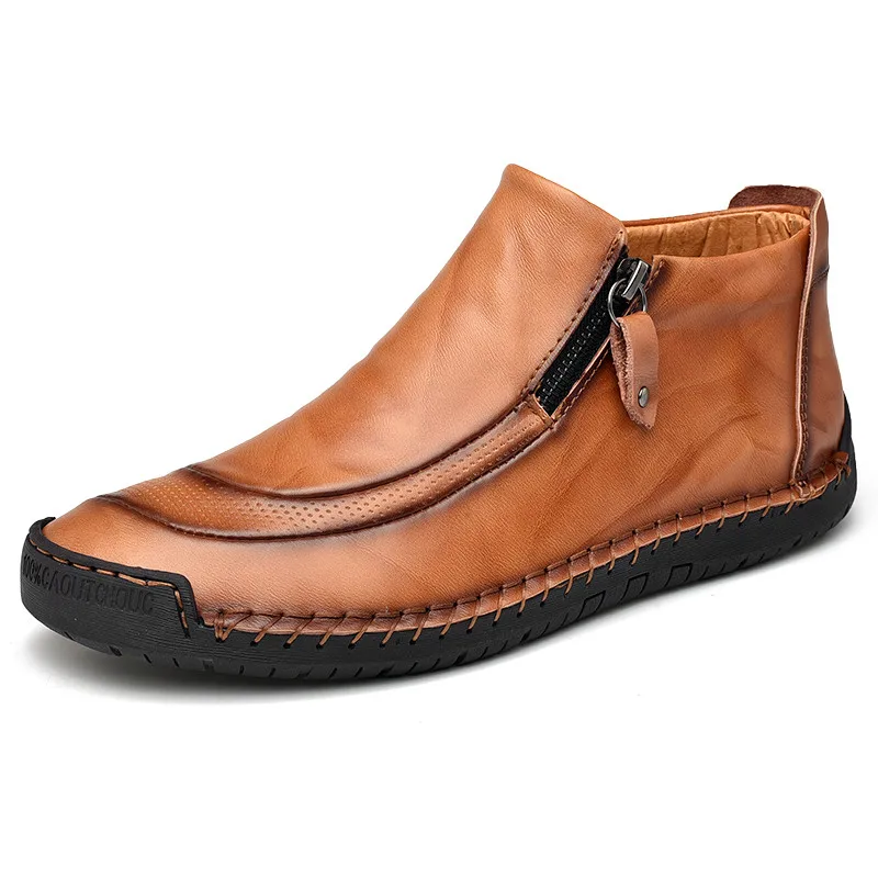 Новинка Мужская кожаная обувь Сезон осень-зима Ручная работа Мягкая