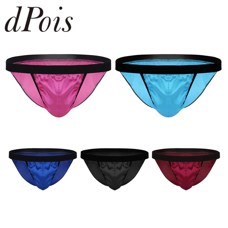 

Sexy Mens Swimwear Mens Shiny Fabric Satin Bulge Pouch Briefs Low Rise Panties High Cut Bikini Briefs Jockstraps Men Underwear