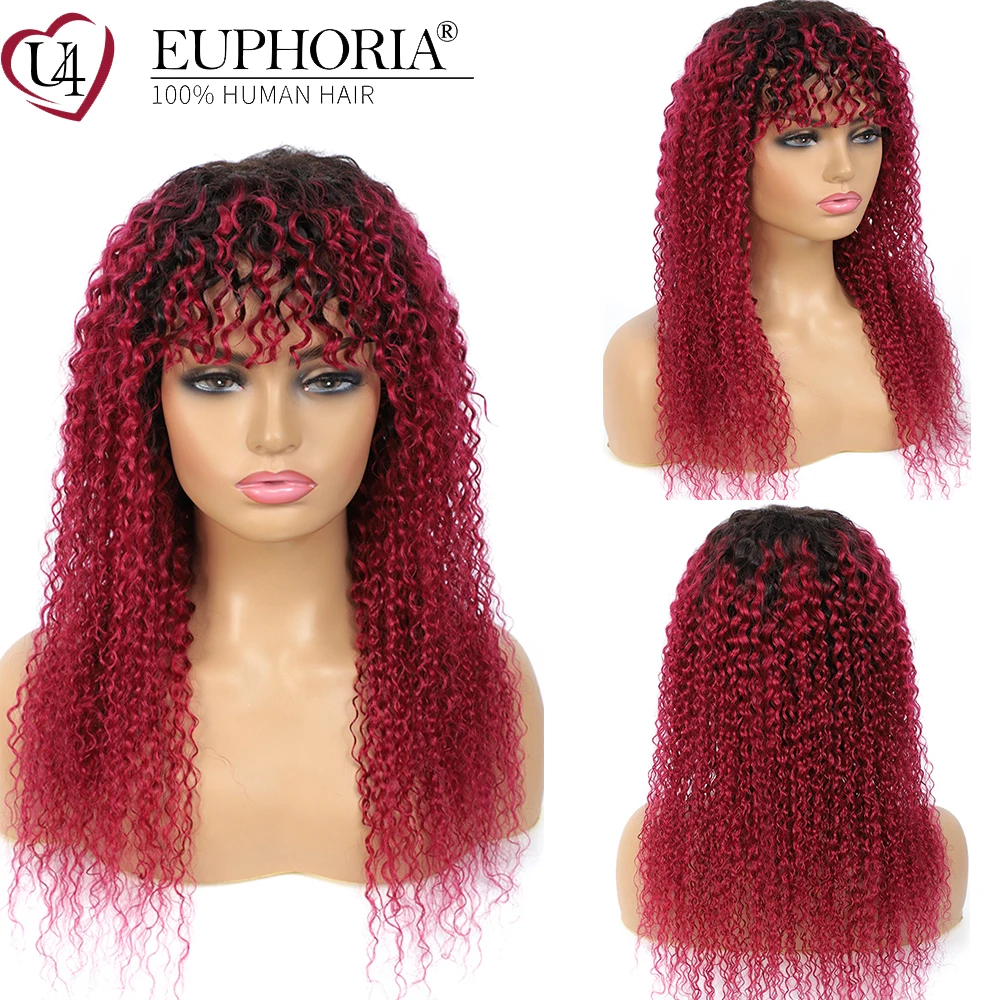 Jerry Kinky Curly Ombre 99J парики Бург красный натуральный цвет волосы бразильские Remy 100%