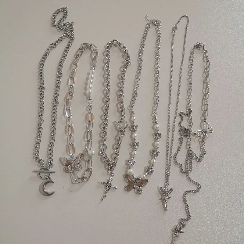 Винтажное металлическое ожерелье с подвеской в виде бабочки Креста Ангела стиле