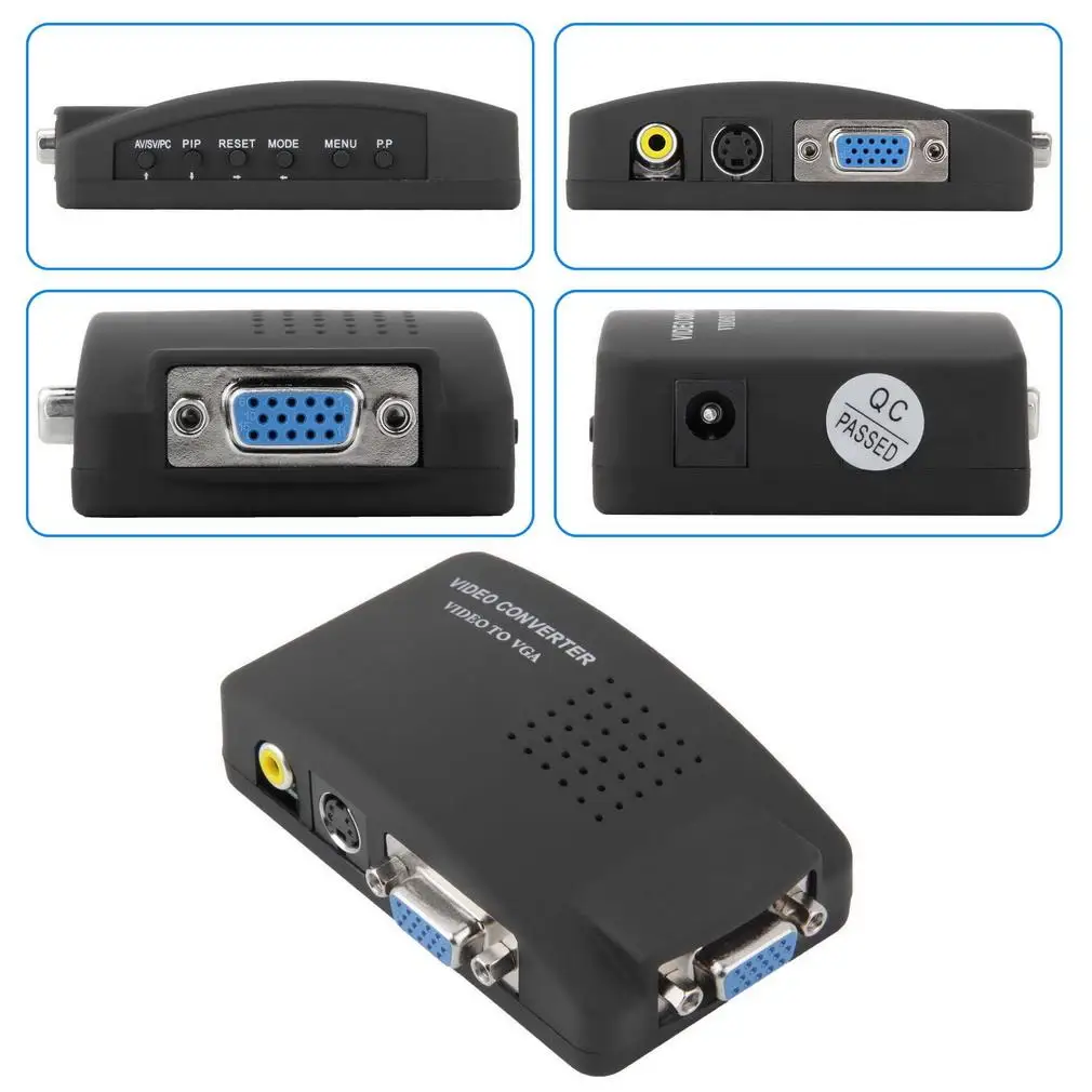 ТВ RCA Композитный S Video AV In к ПК VGA lcd Out конвертер адаптер Bht|Зарядные устройства| |