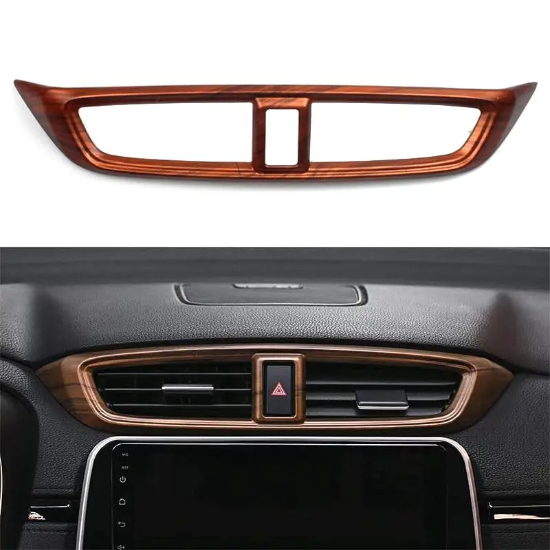 

For Honda CRV CR-V 2017 -2021 Wood Grain Central Air Vent Panel Cover Trims