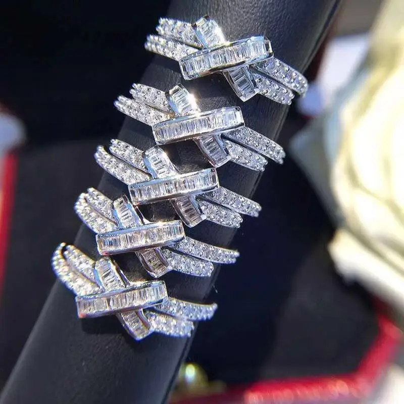 

New Handmade Eternity Promise Crystal Ring AAA Cz Cross Zircon Engagement Wedding Band Rings for Women Men Finger Party Jewelry
