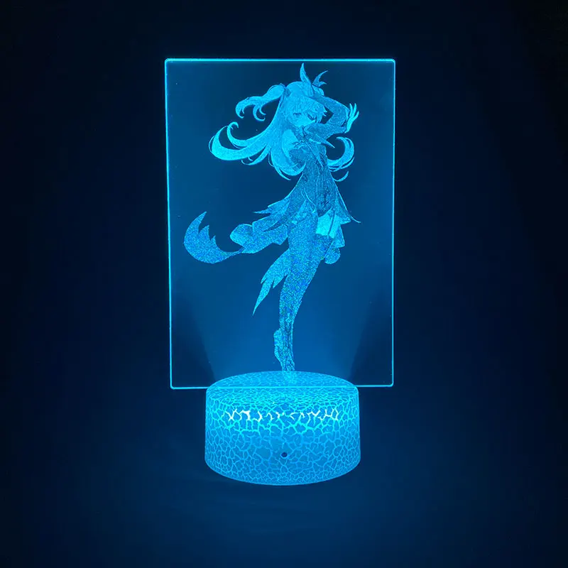 

Game Genshin Impact Fischl 3D Picture Lamp Smart Phone Control for Home Interior Lighting Bedside Lamp Fans Around Book Lamp