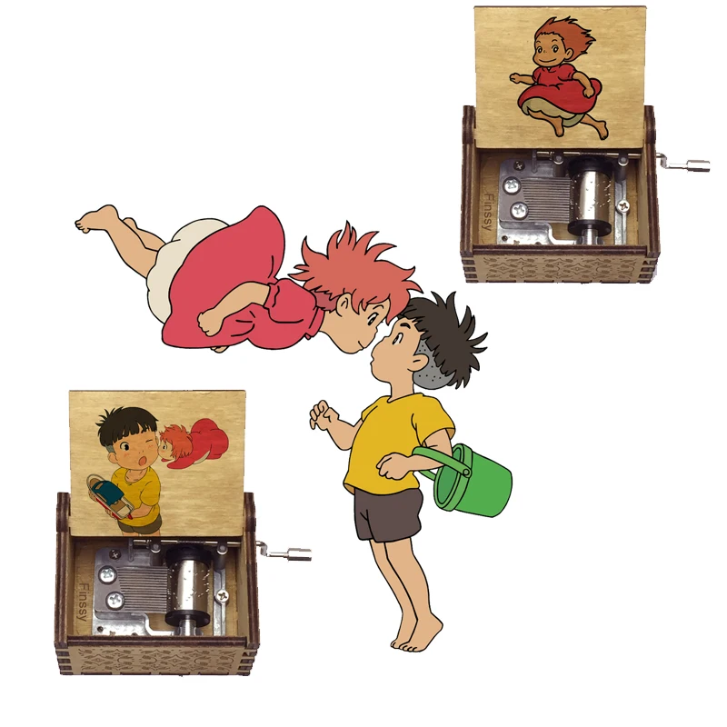 Антикварная музыкальная шкатулка Ponyo On The Cliff аниме Gake No Ue с изображением на заказ