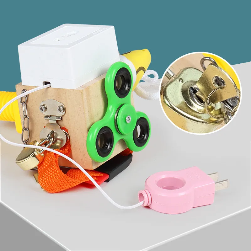 

Block Unlock Toy Children Montessori Fun Life Busy Baby Enlightenment Puzzle Early Education Teaching Aid Surprise Wooden Gift