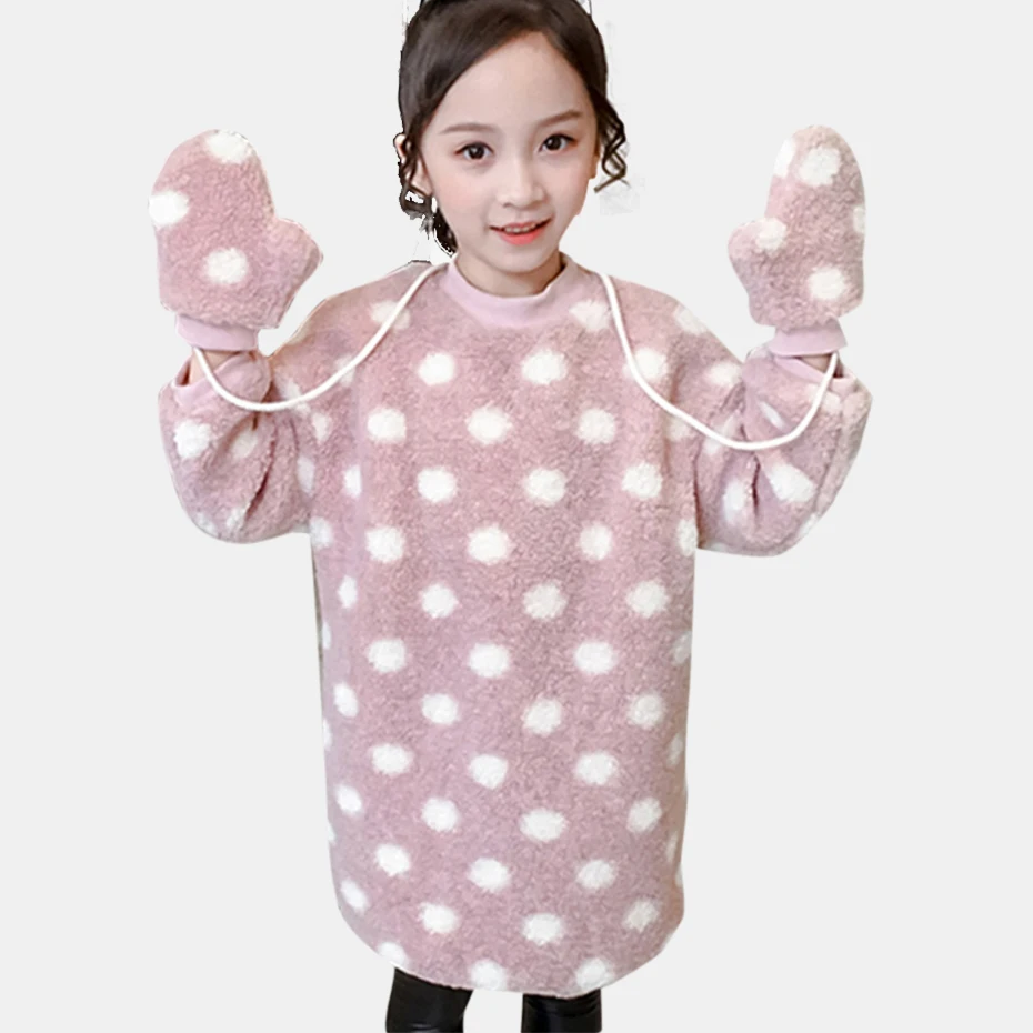 Детские свитшоты длинный свитер из плотного бархата для девочек детский пуловер