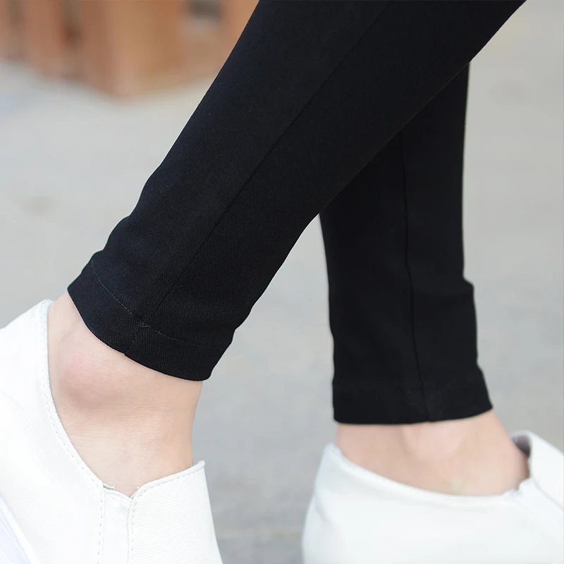 

Zoki Elastic Women Pencil Pants Autumn High Waist Black Ladies Trousers Casual Fashion Pockets Slim Full Length Korean Pants