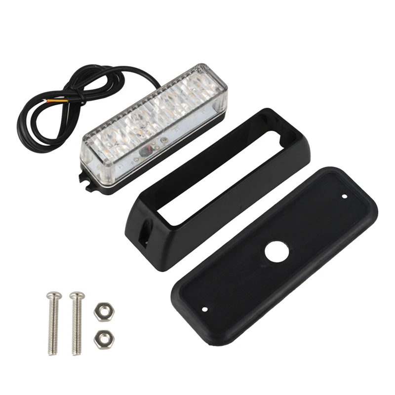 

NEW-2Pcs Amber Grille Side Marker Strobe Light Flash Emergency Warning Yellow