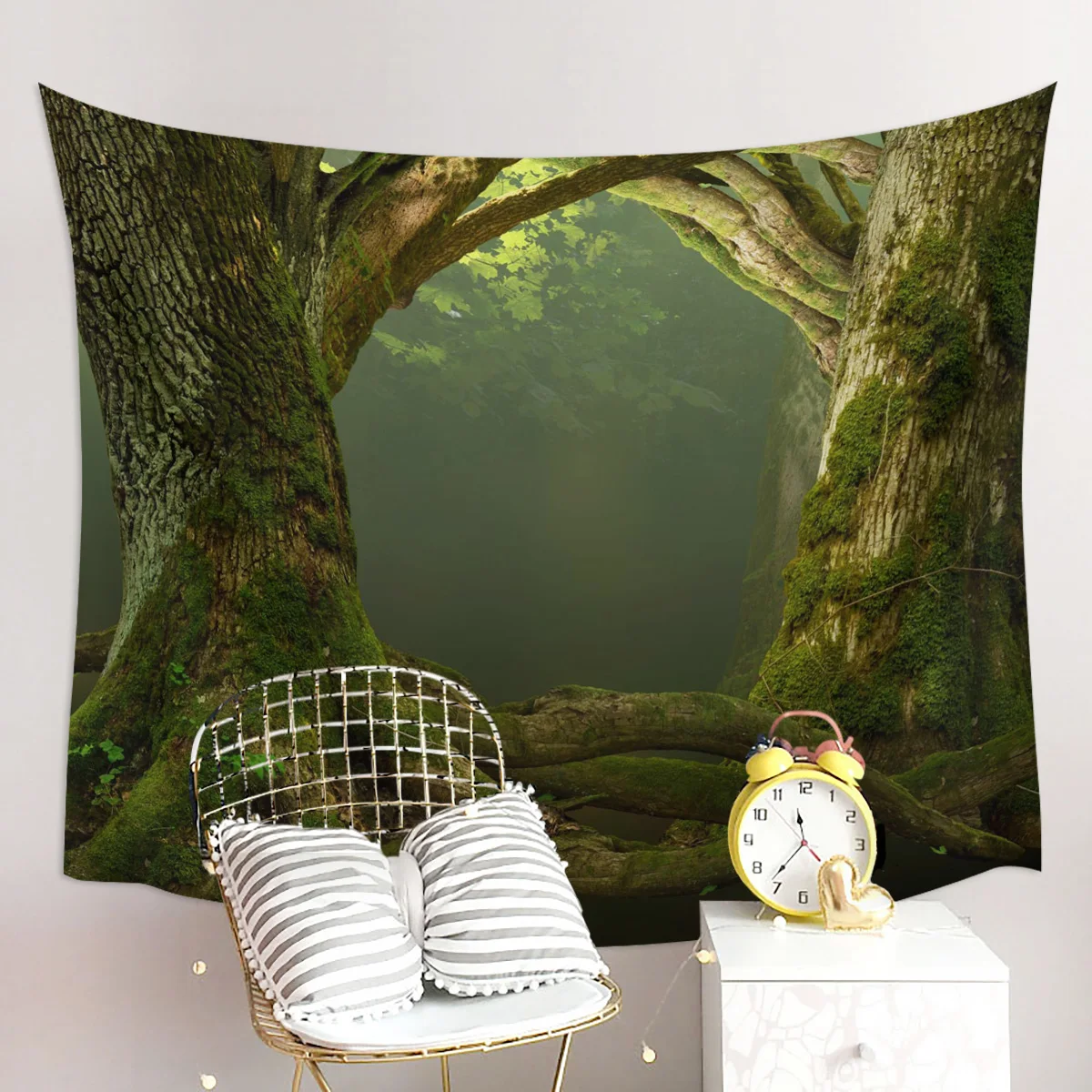 Современные растения лес большое дерево ветка зеленая кора гобелен настенный