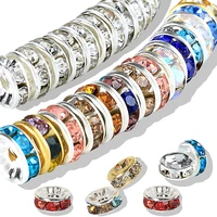 50pcslot 6 8 10mm round crystal colorful rondelle spacer beads czech rhinestone loose spacer bead for diy bracelet necklace