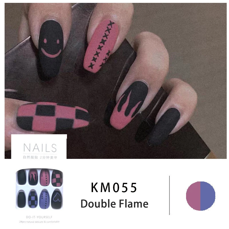 

24Pcs/Set 2021 Fashionable Simple Design Full Cover Detachable Fake Nails Short Ballet Artificial Nails Nail Beauty