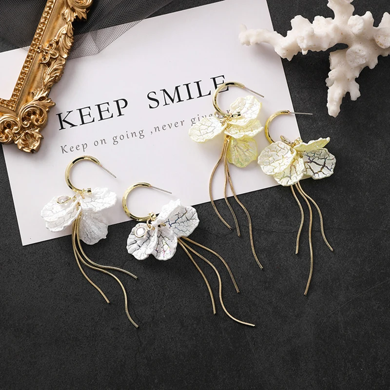 Женские Многослойные висячие серьги с кисточками длинные в форме раковины