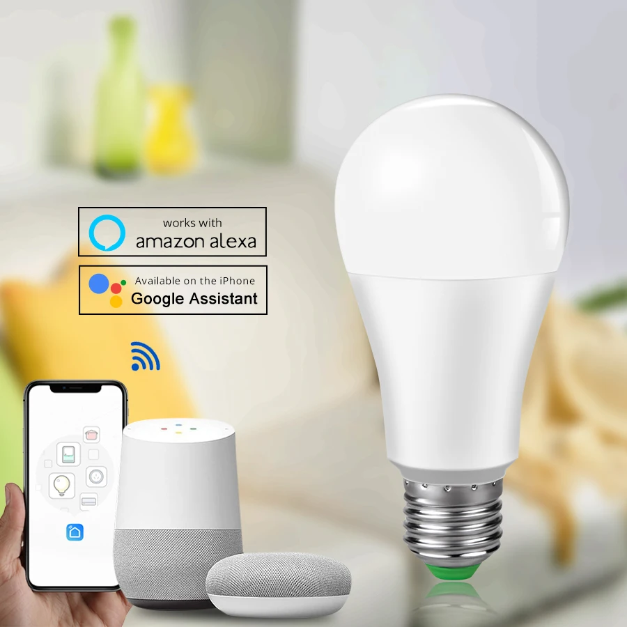 15 Вт светодиодные Wifi лампочки с ампулой Intelligente E27 1800LM Светодиодная лампа для