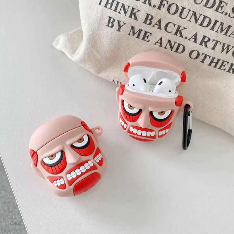 

Cartoon Silicone Case with Keychain for AirPods 1 2 Cases Wireless Bluetooth-compatible Earphone Protector with Carabiner