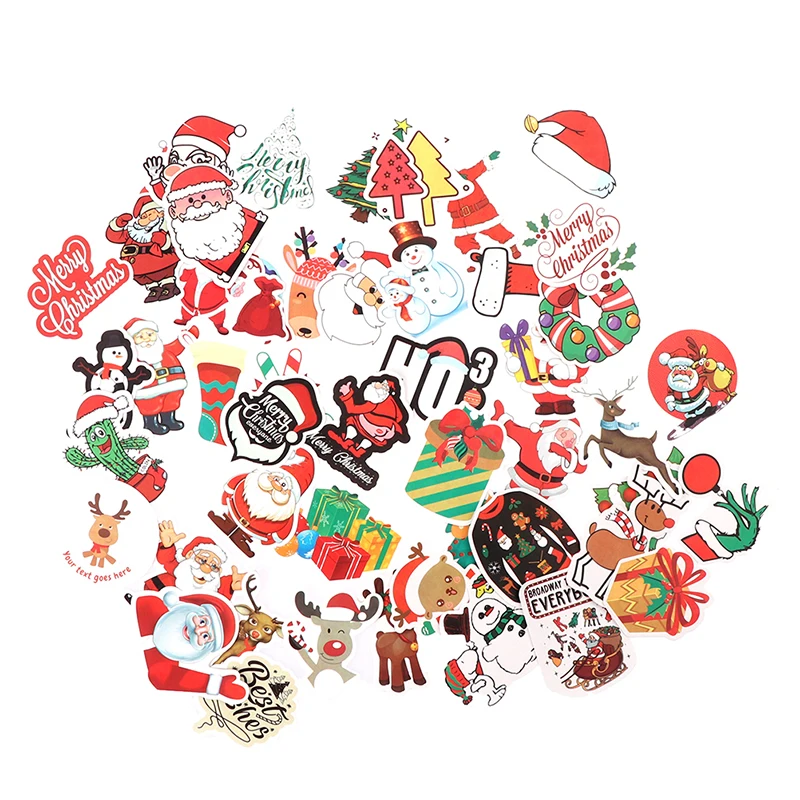 

50PCS Cute Merry Christmas Sticker Santa Claus Snowman Decorative Stickers For Case Suitcase Luggage Guitar Laptop