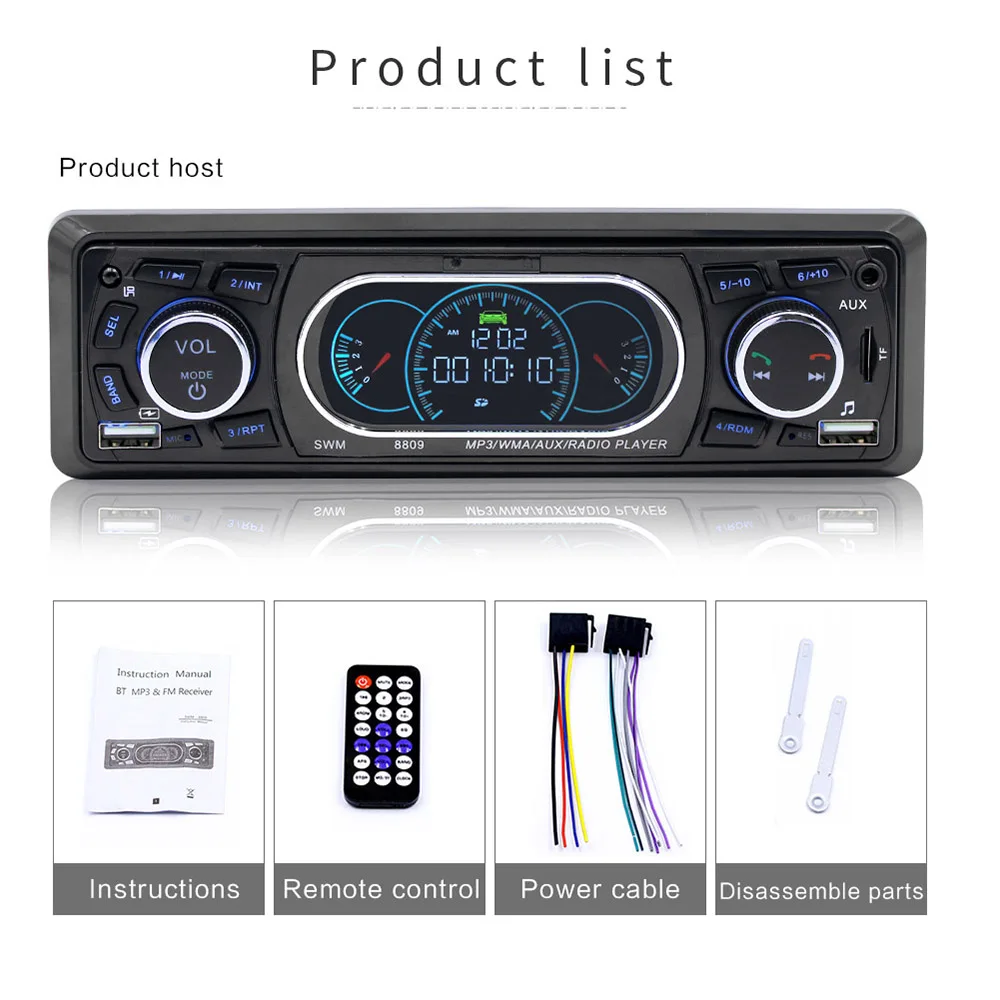 магнитола Автомобильный стерео MP3 плеер 1 Din автомобильное радио Bluetooth аудио AUX/TF/USB