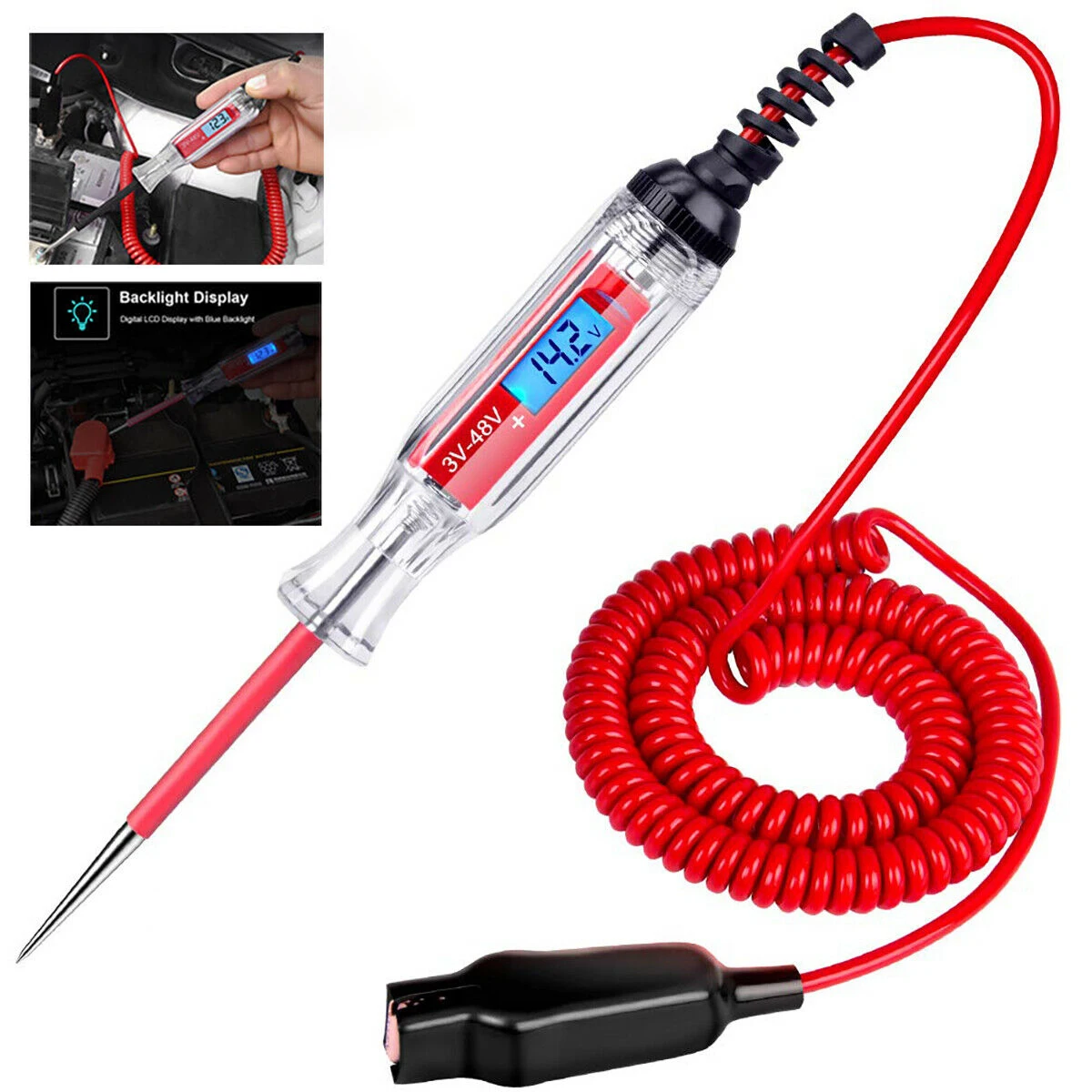 

Universal 3V-48V Digital Electric Circuit Tester Test Light For Car Boat Trailer RV Snowmobile Test Pen Voltage Diagnostic Tool