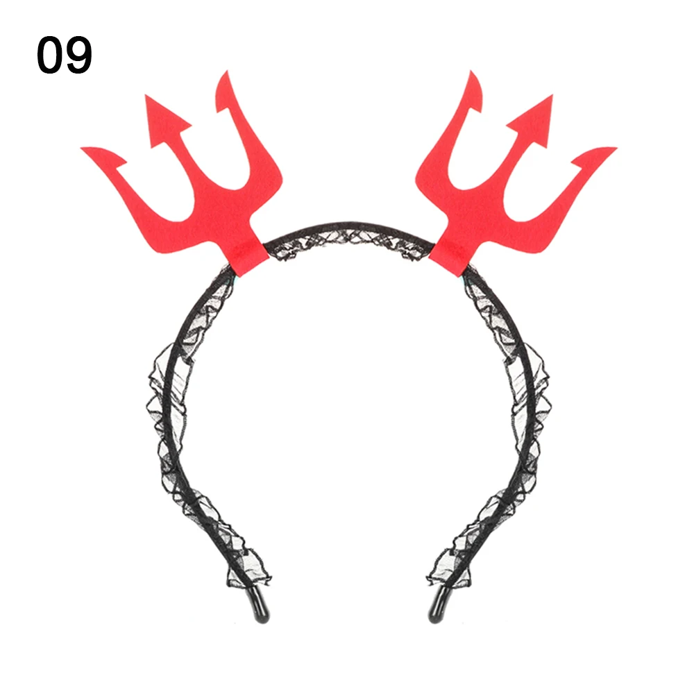 Новинка бандана для готов Дьявол Рог волос обруч паук маска с вуалью Hairband Хэллоуин Косплей головные уборы вечерние аксессуары для волос - Цвет: 09