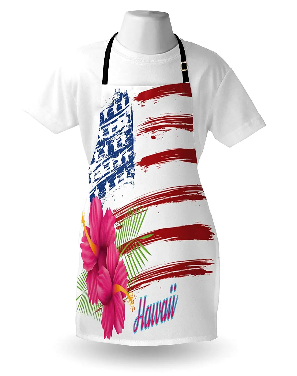 Гавайский фартук Американский Флаг Тема звезды полосы Гибискус листья Гавайи