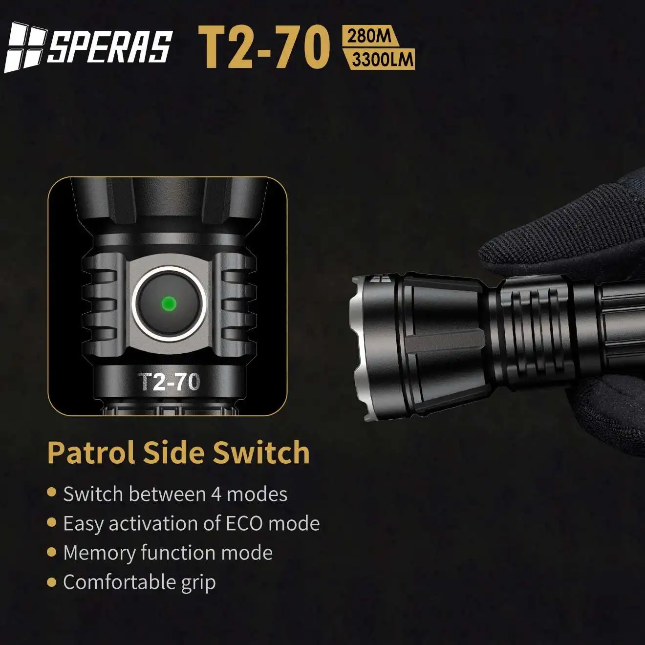 売却 戦術的なLED懐中電灯,T2-70 Xhp70,3300lm,防水,自己防衛,キャンプ照明,18650バッテリー,18650