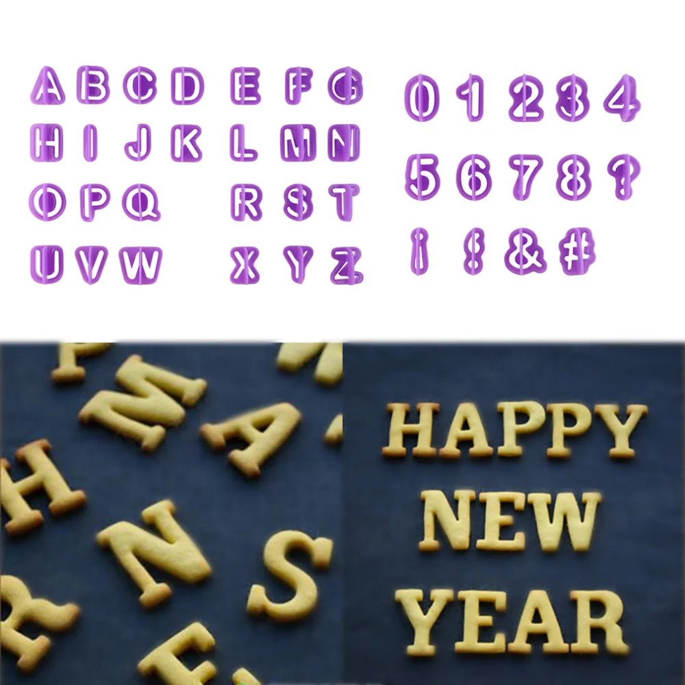

40Pcs DIY Alphabet Letter Number Cupcake Mold Fondant Cutter Cake Decorating Tools Upper Capital Cut-Outs Cookie Cutter New Year