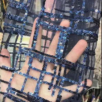 5 dark blue 5 ярдов/шт) роскошный блестящий африканский тюль кружевной ткани темно-синего французского кружева с большим количеством пайеток для платья FNJ62 - Цвет: 5 dark blue