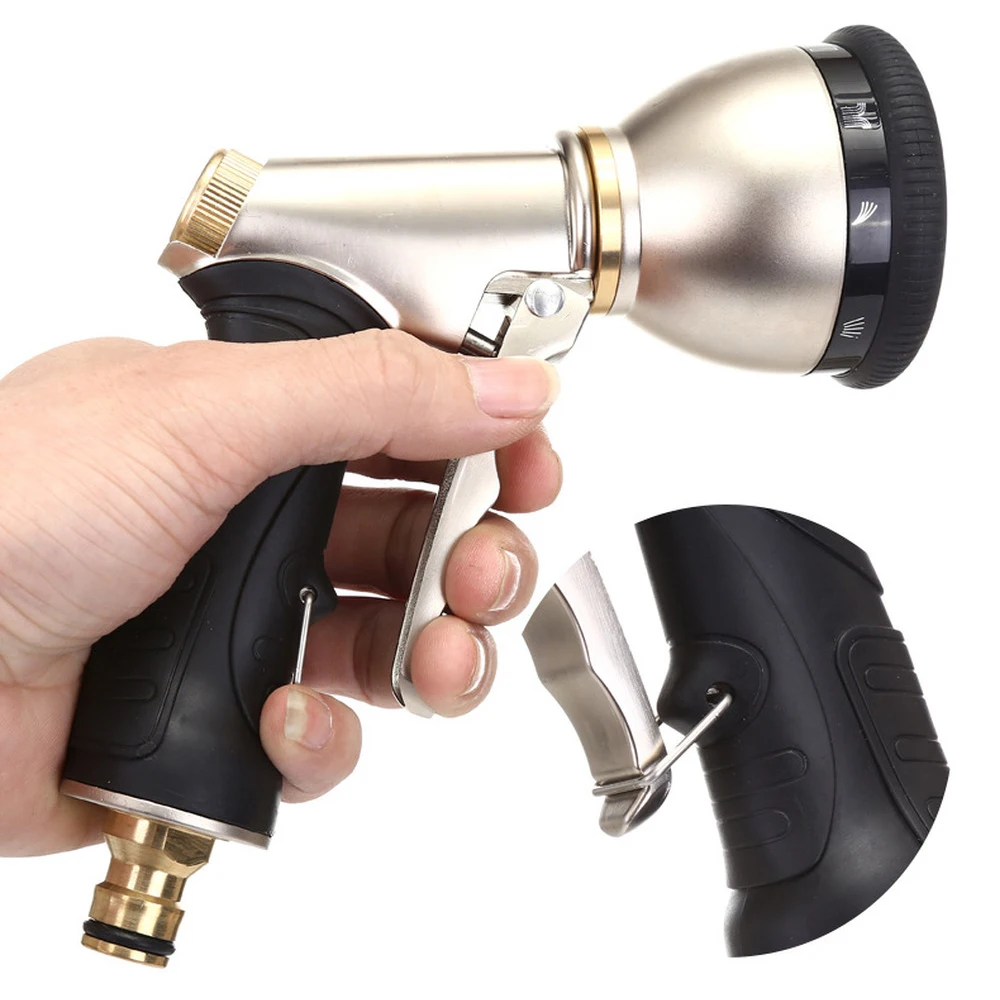 Новое металлическое триггерное сопло для садовой воды 9 функций с передним
