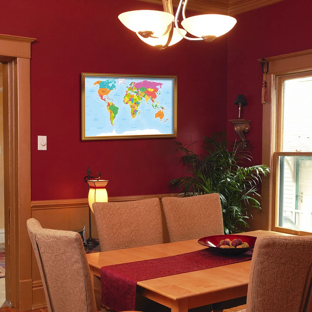 Карта мира с политическим распределением во французских плакатах и принтами